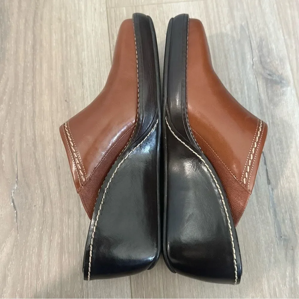 Cole Haan Elyssa Wedge Clogs Slip On Mules Shoes Brown Leather‎ Women’s Size 6